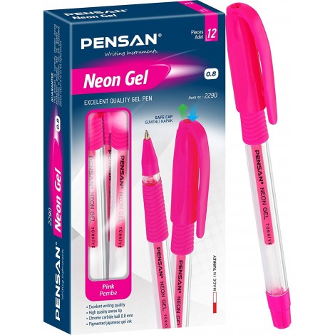Pensan Neon jel kalem pembe 1 mm 12'li