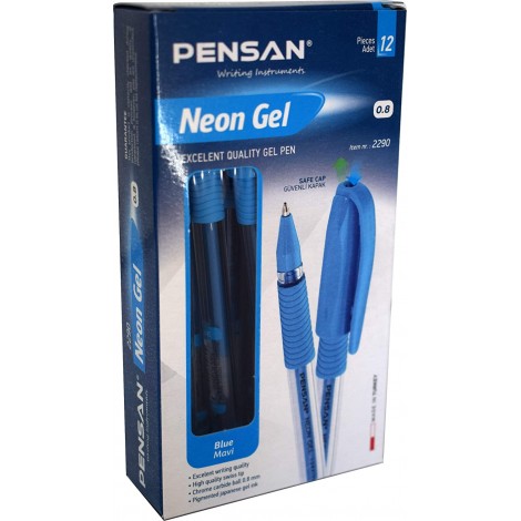 Pensan Neon jel kalem mavi 1 mm 12'li