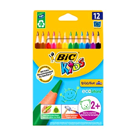 BİC Evolution Üçgen Jumbo Kuru Boya Kalemi 12 Renk