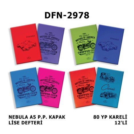 Defter A5 Plastik Kapak Kareli Çizgili 80 Yp 12'li