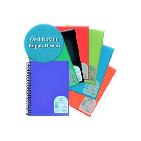 Defter A5 Telli Plastik Kapak Çizgili 96 Yp 12'li