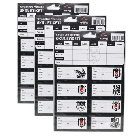 Beşiktaş Lisanslı Okul Etiketi 3'lü Blister