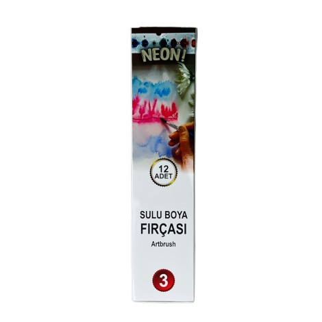 Neon Sulu Boya Fırçası 3 Numara 12'li