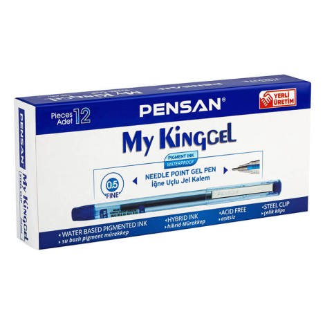 Pensan Tükenmez Kalem My-King Jel Metal Klips 0.5 MM Mavi 6405