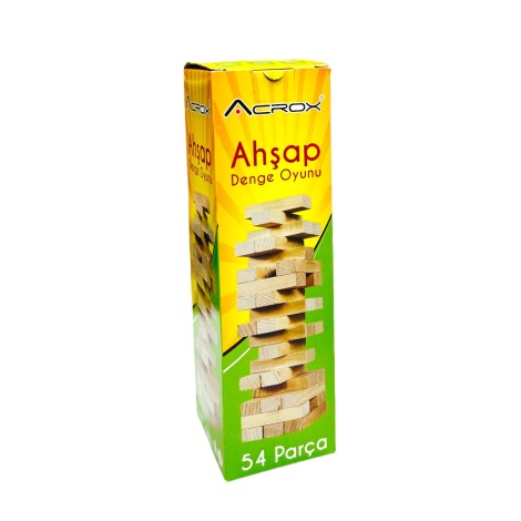 Acrox Ahşap Denge Oyunu 54 Parça