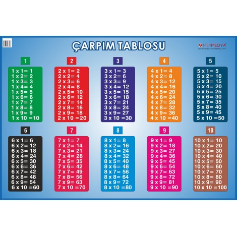 Çarpım tablosu 35x50