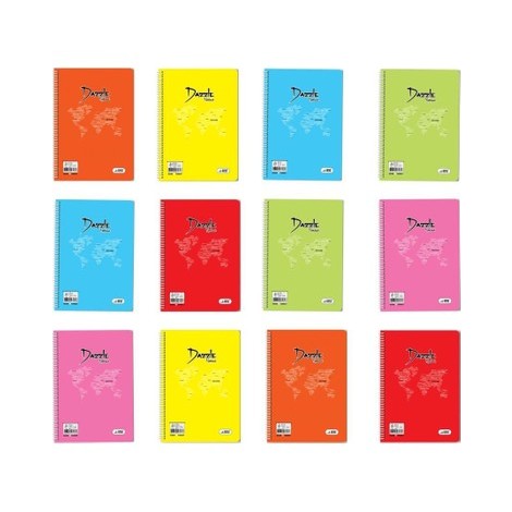A4 Defter Spiralli PP Kapak 60 Yp Çizgili 12'li