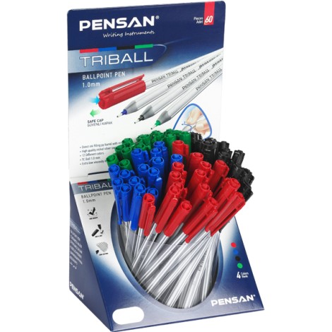 Pensan Triball Tükenmez Kalem Renkli 60lı Stand