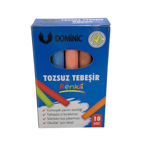Dominic Renkli Tozsuz Tebeşir 10'lu 10'lu kutu