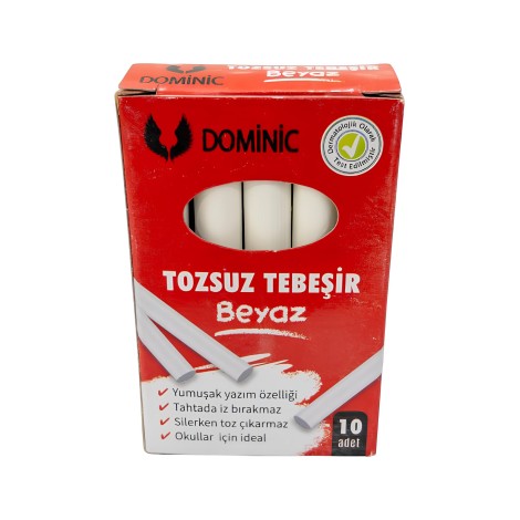 Dominic Beyaz Tozsuz Tebeşir 10'lu 10'lu kutu