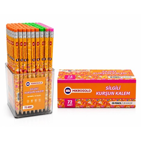 Mikro Gold Sİlgili Kurşun Kalem 72'li Paket ( Turuncu )