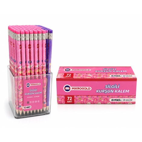 Mikro Gold Sİlgili Kurşun Kalem 72'li Paket ( Pembe )