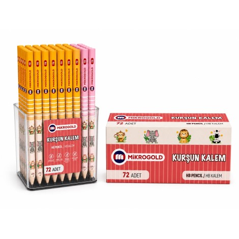 Mikro Gold Desenli Kurşun Kalem 72'li Paket ( Pembe )