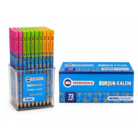 Mikro Gold Desenli Kurşun Kalem 72'li Paket ( Mavi )