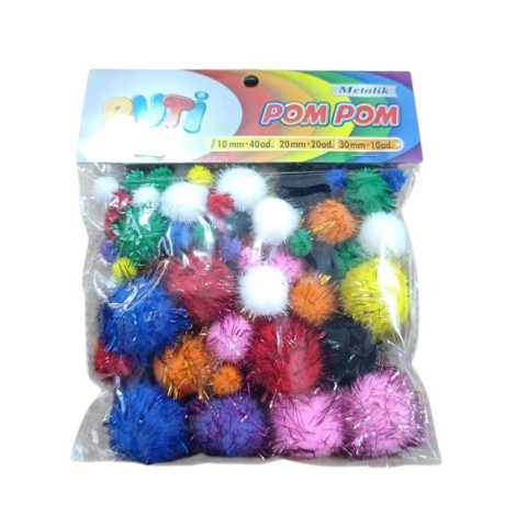Puti Ponpon Karışık Metalik 10mm 20mm 30mm 24'lü paket